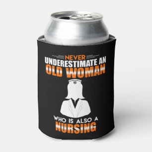 Old Woman Nursing Can Cooler