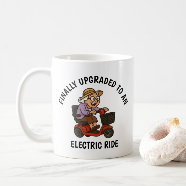 Old Woman on Scooter Coffee Mug (With Donut)