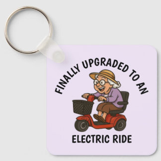 Old Woman on Scooter Key Ring