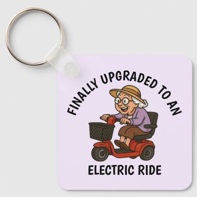 Old Woman on Scooter Key Ring (Front)