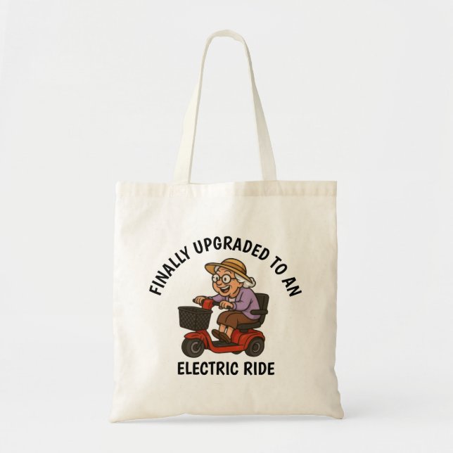 Old Woman on Scooter Tote Bag (Front)