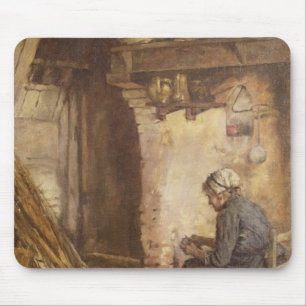 Old Woman Peeling Potatoes Mouse Mat