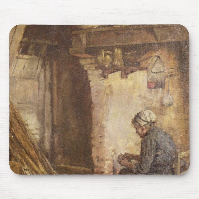 Old Woman Peeling Potatoes Mouse Mat (Front)