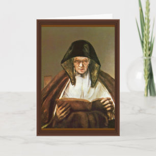 Old Woman Reading,  By Rembrandt Harmensz. Van Card
