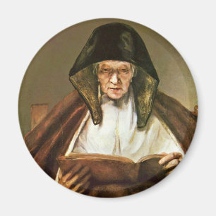 Old Woman Reading, By Rembrandt Harmensz. Van Magnet
