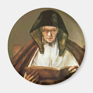Old Woman Reading, By Rembrandt Harmensz. Van Magnet