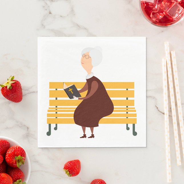 Old Woman Reading The Bible Napkin (Creator Uploaded)