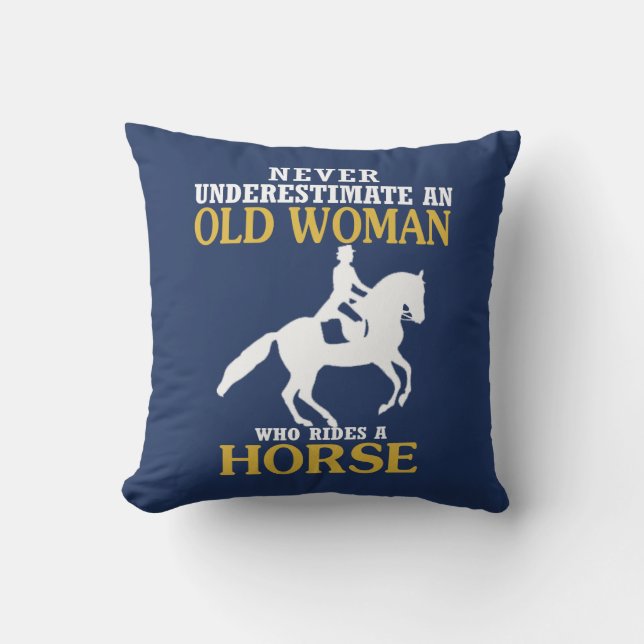 Old Woman Rides Horse Cushion (Front)