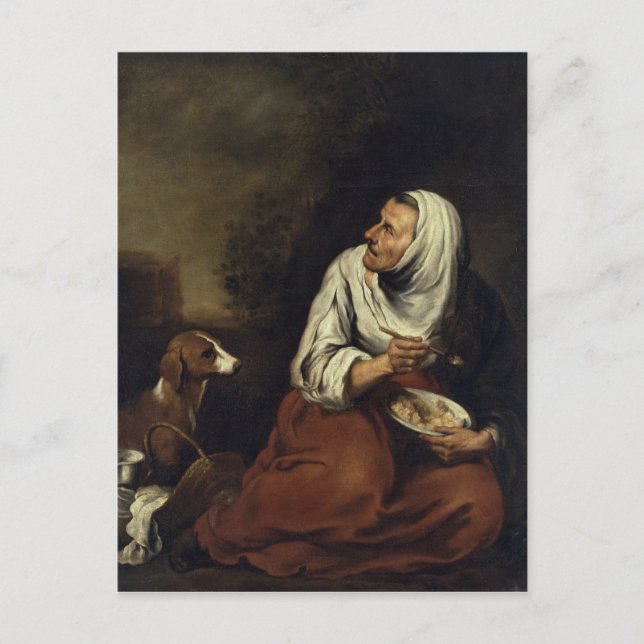 Old Woman with Dog Postcard (Front)