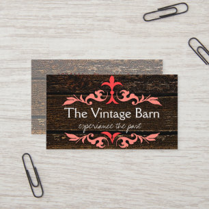 Old Wood and Peach Scroll Business Card