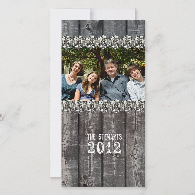 Old Wood and Rhinestones Photo Christmas Card (Front)