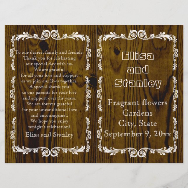 Old wood and vintage frame wedding program 2 (Front)