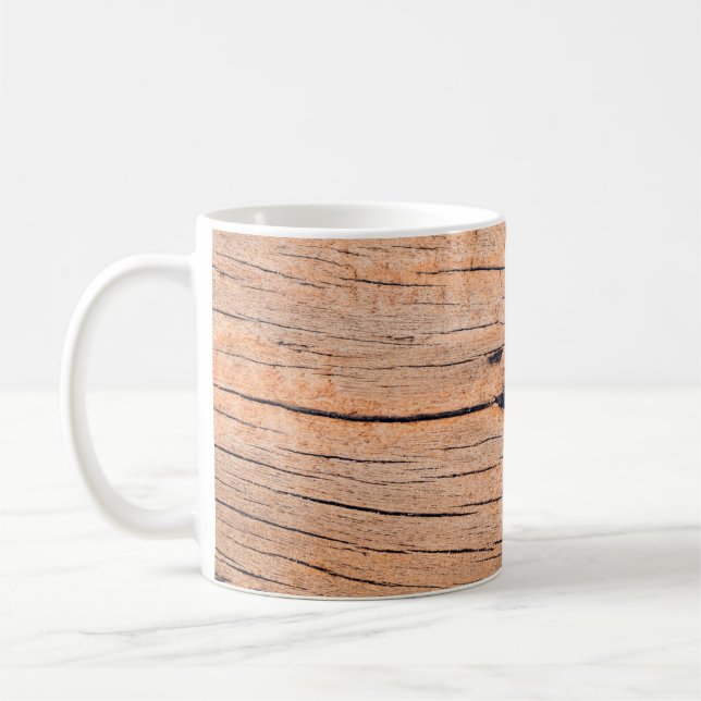 Old wood board, copy space wooden texture pattern  coffee mug (Left)