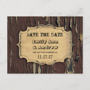 Old Wood Country Chic Save the Date Announcement Postcard