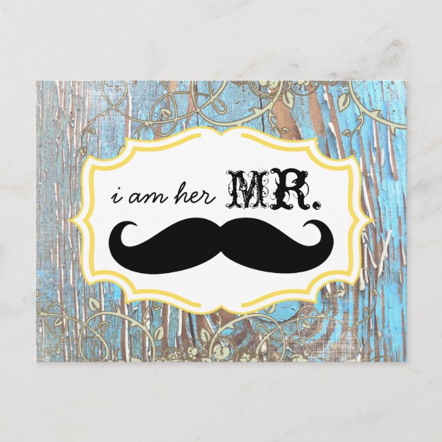 Old Wood Country Chic Swirly Vine I am Her Mr. Postcard (Front)