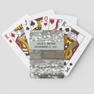 Old Wood Country White Personalised Playing Cards