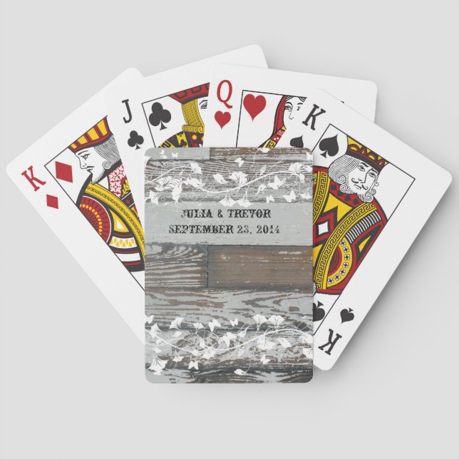 Old Wood Country White Personalised Playing Cards (Back)