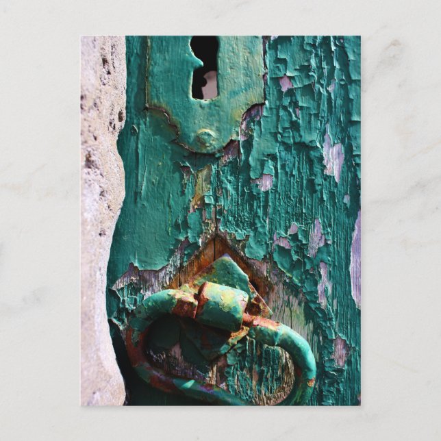 Old Wood Door Lock Azores Portugal Postcard (Front)