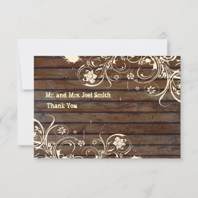 Old Wood Flat Thank You Cards with envelopes (Front)