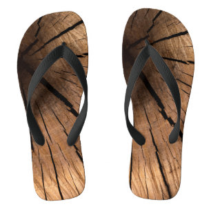 old wood flip flops