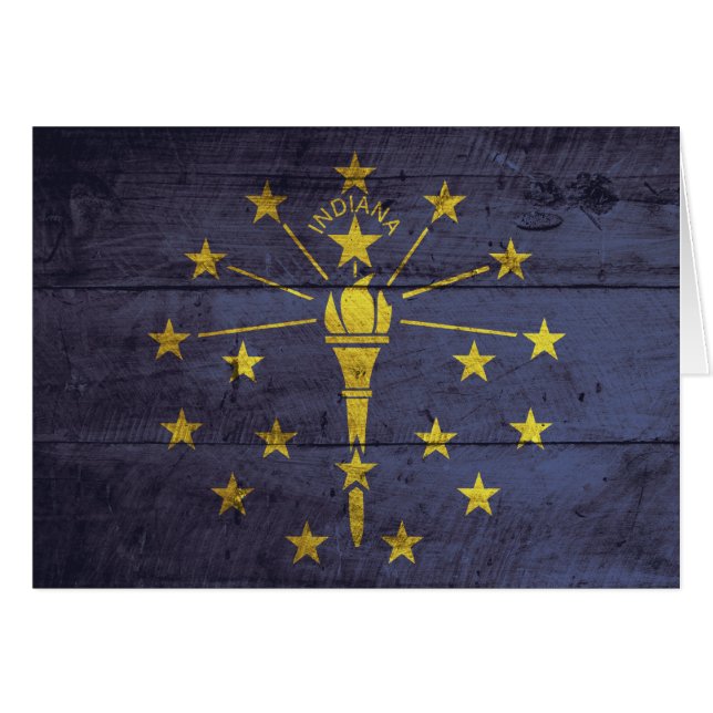 Old Wood Indiana Flag (Front Horizontal)