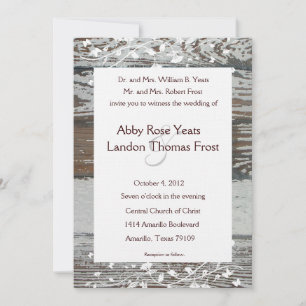 Old Wood Look Country Wedding Invitation--White Invitation