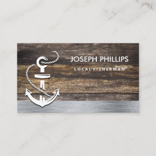 Old Wood Metal Trim   Anchor Icon Business Card