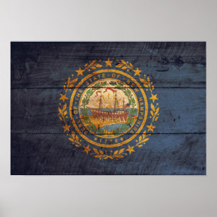 Old Wood New Hampshire Flag; Poster