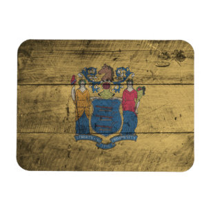 Old Wood New Jersey Flag; Magnet