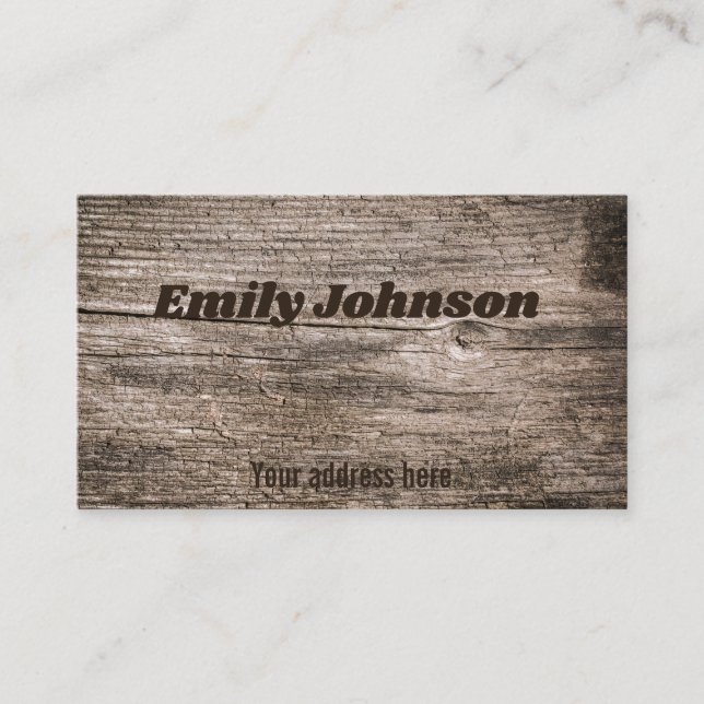 Old wood, old, shabby, vintage business card (Front)
