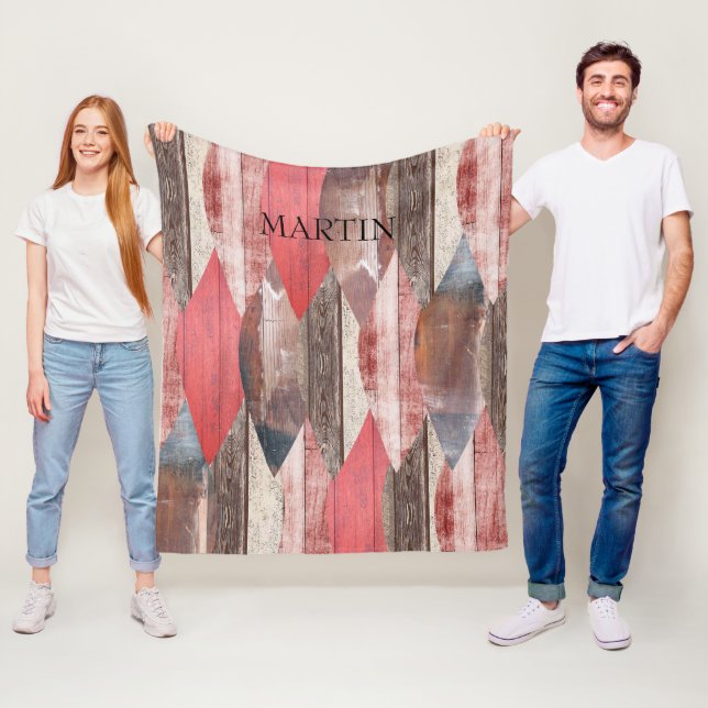 Old Wood Pattern Rustic Personalised Fleece Blanket (In Situ)