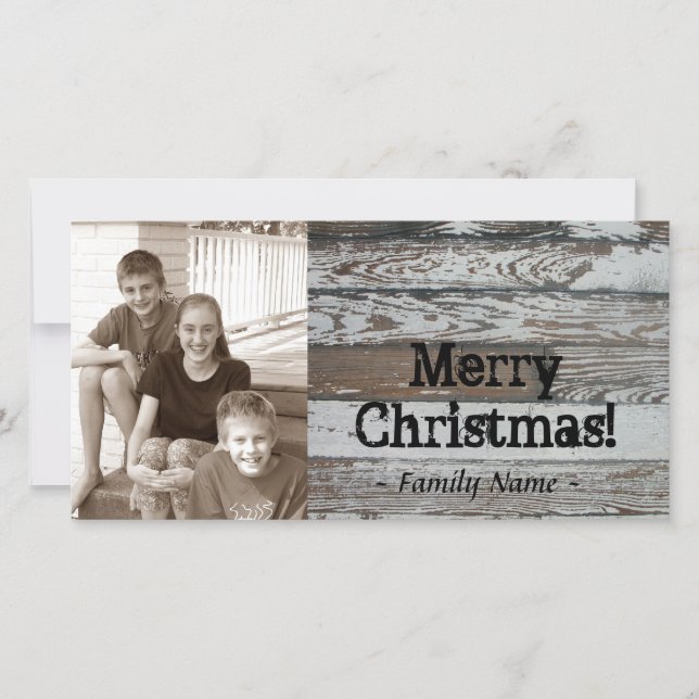Old Wood Photo Christmas Card (Front)
