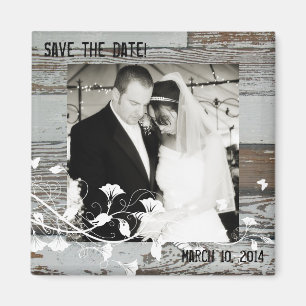 Old Wood Photo Save the Date Magnet
