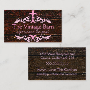 Old Wood & Pink Scroll Business Card