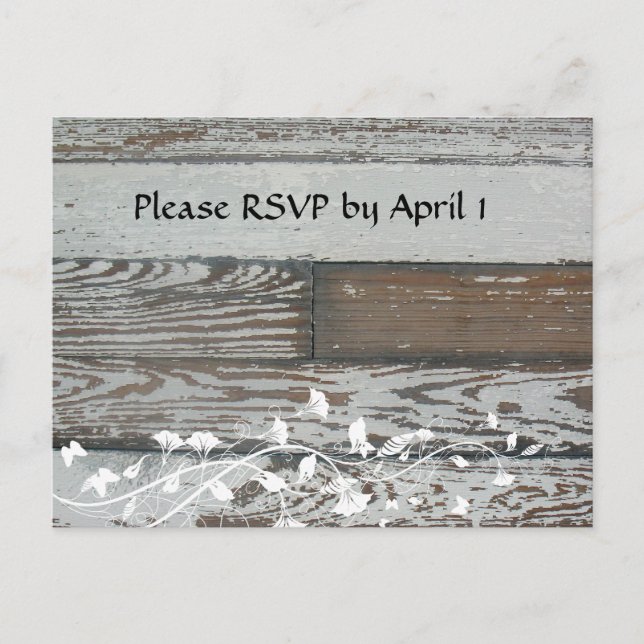 Old Wood RSVP Invitation Postcard (Front)