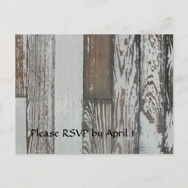 Old Wood RSVP Invitation Postcard (Front)