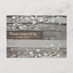 Old Wood RSVP with envelope Card