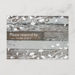 Old Wood RSVP with envelope--white Card