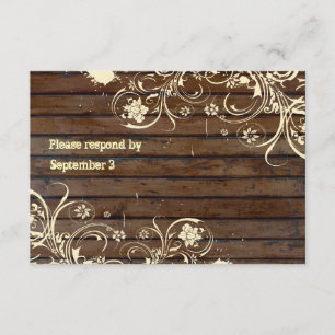 Old Wood Rsvp with envelopes Card