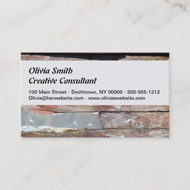 Old wood rustic boat wooden plank business card (Front)
