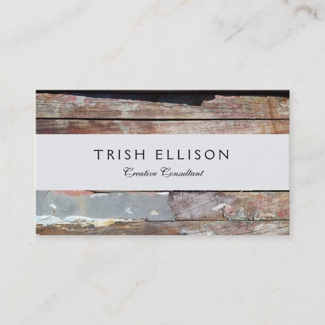 Old wood rustic boat wooden plank business card (Front)