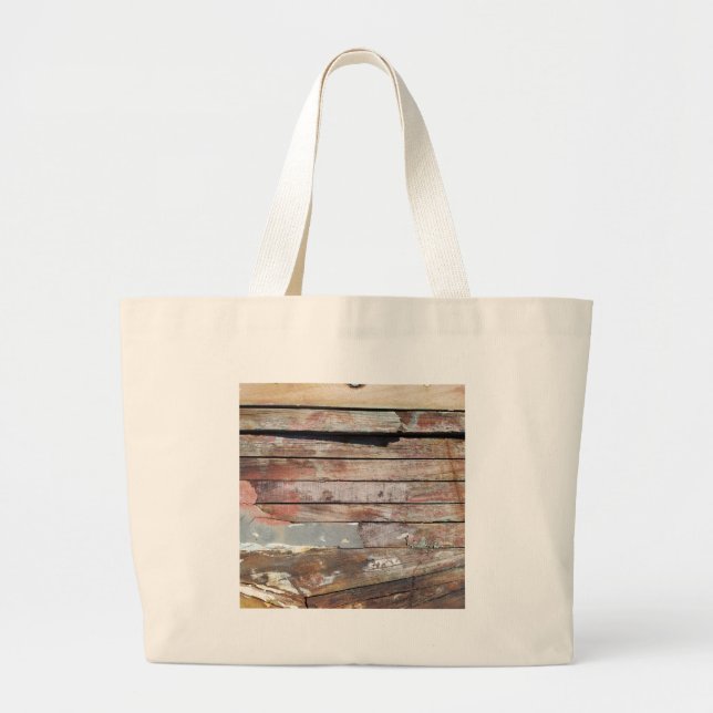 Old wood rustic boat wooden plank large tote bag (Front)