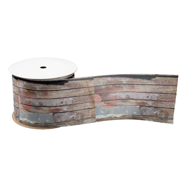 Old wood rustic boat wooden plank satin ribbon (Spool)