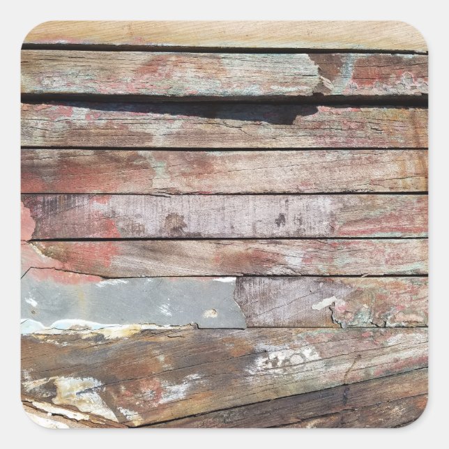 Old wood rustic boat wooden plank square sticker (Front)