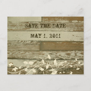 Old Wood Save the Date Announcement Postcard