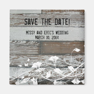 Old Wood Save the Date Magnet