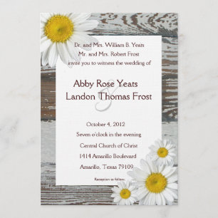 Old Wood Shasta Daisy Rustic Wedding Invitation