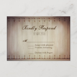Old Wood Slat Door Rustic Wedding RSVP Cards