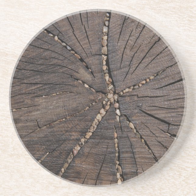Old Wood Slice Tree Stump Coaster (Front)