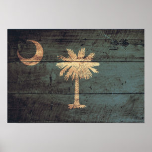 Old Wood South Carolina Flag; Poster